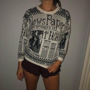 Newspaper Print Sweater